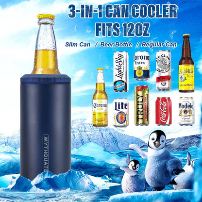 "Chill Out Buddy: The Ultimate 3-in-1 Can Cuddler for Your Beverages - Hugs Skinny Cans, Regular Cans, and Beer Bottles for 6 Hours of Frosty Fun (Navy Blue)"
