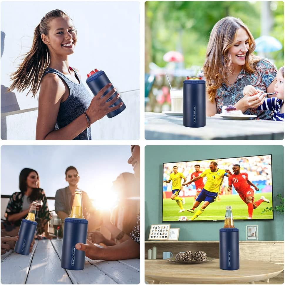 "Chill Out Buddy: The Ultimate 3-in-1 Can Cuddler for Your Beverages - Hugs Skinny Cans, Regular Cans, and Beer Bottles for 6 Hours of Frosty Fun (Navy Blue)"